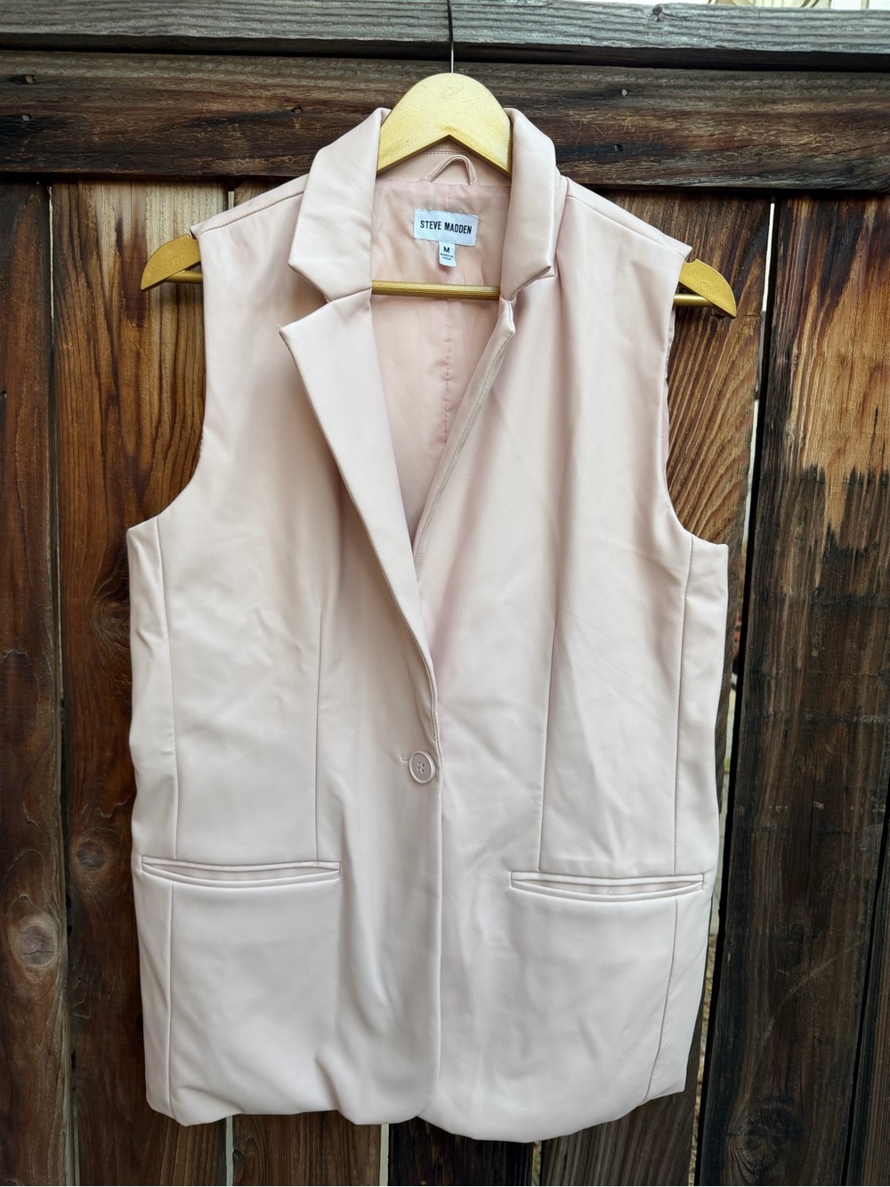 Steve Madden Faux Leather Sleeveless Blazer Vest